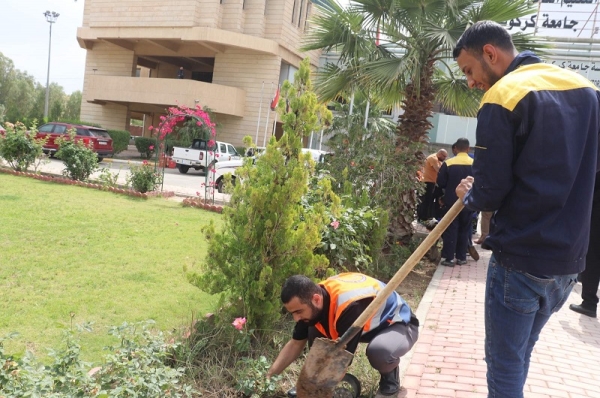 دعماً لديمومة ربيع الجامعة .. جامعة كركوك تنظم حملة لزراعة الورود مختلفة الاشكال في اروقتها